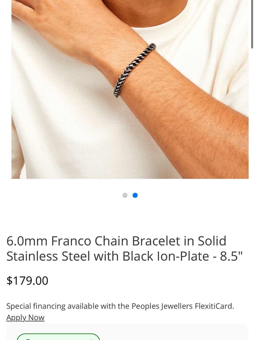 PEOPLES Men’s Franco Chain Bracelet in Stainless Steel with Black Ion-Plate